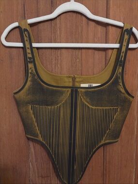 KNWLS Mustard and Black Ribbed Tank